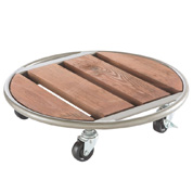 Pot Stand on Wheels in Wood and Metal - D.35 cm